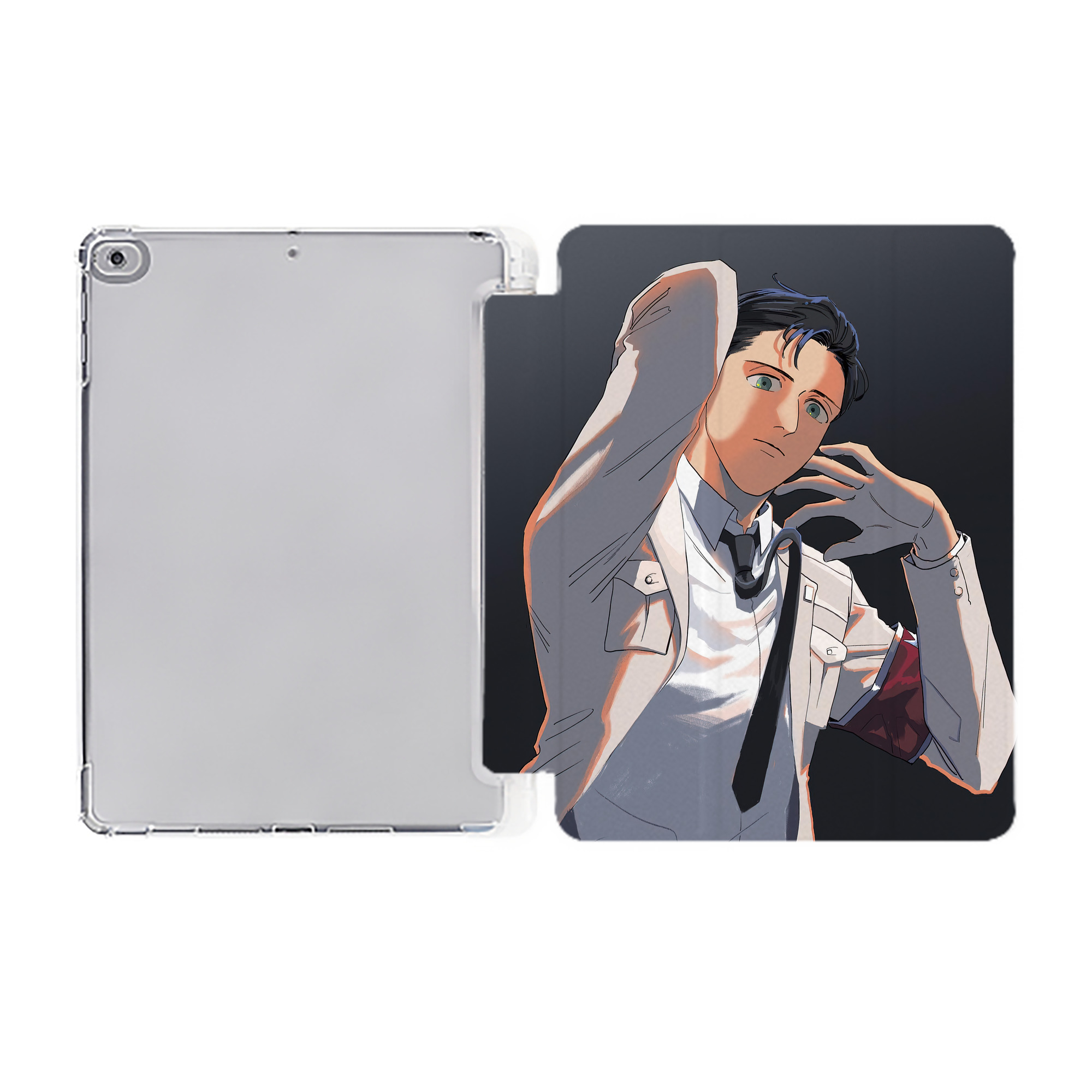 （画像用） 進撃の巨人 Attack on Titan IPad ケース ペン収納付き 三つ折りスタンド PUレザー×シリコン 対応機種9.5/10.5/10.9インチ